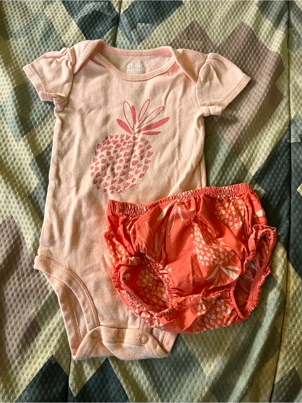 Carter's Pink Pineapple Bodysuit with Coral Bloomers